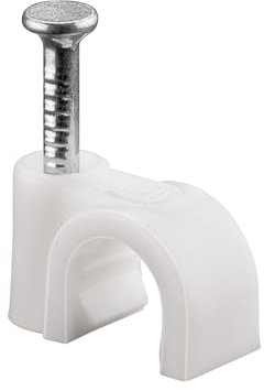 goobay 17078 Kabelschelle 100er Set / Kabelhalterung zur Kabel Befestigung bis zu 6mm Durchmesser / Kabelklemme mit Nagel für Wand, Türrahmen, Ecken und Aufputz / 100 Stück / Weiß
