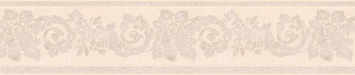 Brewster 418B009 Borders and More Vintage Floral Scroll Wall Border, 5.125-Inch by 180-Inch, Cream/Gray