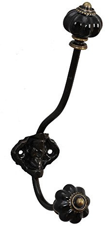Clayre & Eef 6Y0469 Garderobenhaken Haken Landhaus Metall Porzellan schwarz