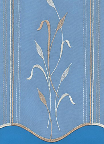Scheibengardine Stickereipanneau Voile Gardine , 90cm Hoch , Handbestickt, Gräser