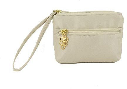LONI Pochette pour femme avec dragonne Taille XS, Suédine ivoire, S, Embrayages