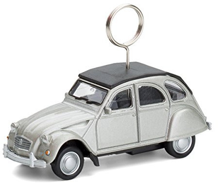 corpus delicti :: Foto- und Kartenhalter auf Rädern kompatibel mit Citroën 2CV / fahrbarer Tischkartenhalter für Namensschilder, Platzkarten Hochzeiten Silber (20.4si)