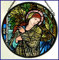 Fensterbild, Sonnenfänger, rund, Buntglas, handbemalt, Design Madonna