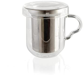 Quid Serenia Taza Vidrio Filtro Inox 35cl Boro Apto Congelador No Apto Microondas Reciclable