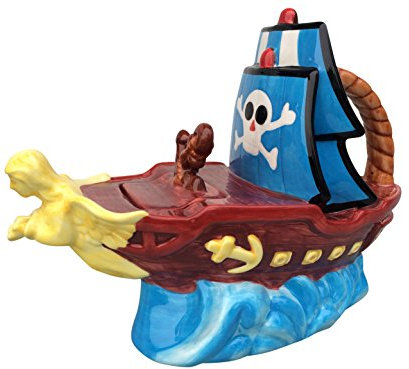 Jameson & Tailor Design Piratenschiff Teapot Keramik Teekanne Dekor 'strange zoo'