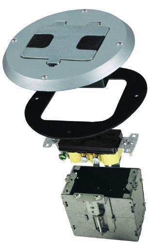 RACO 6239SS Floor Kit with Recessed Duplex 15A TR Device and Adjustable Steel Box, 1-Gang, Stainless Steel