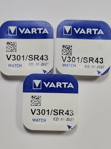 VARTA V301 (SR43) 1.55 Volt Silver Oxide Watch Batteries (Pack of 3)