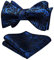 HISDERN Fliege Herren Blau Schwarz Fliegen mit Einstecktuch mit Klassische Paisley Verstellbar für Bräutigam Hochzeit Party Fasching
