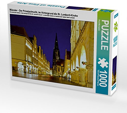 CALVENDO Puzzle Münster - Der Prinzipalmarkt, im Hintergrund die St. Lamberti-Kirche 1000 Teile Puzzle quer | Lege-Größe cm Foto-Puzzle für glückliche Stunden