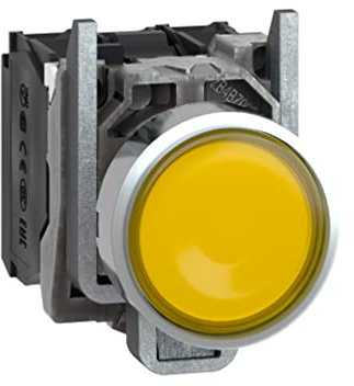 Schneider Electric XB4BW35G5 Pulsador amarillo luminoso, Ø 22,Retorno Resorte Nivelado, 120 V, 1 NA + 1 NC