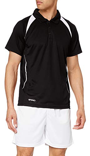 Spiro Mens Team Spirit Polo Shirt Black/White XL Breathable Moisture Wicking