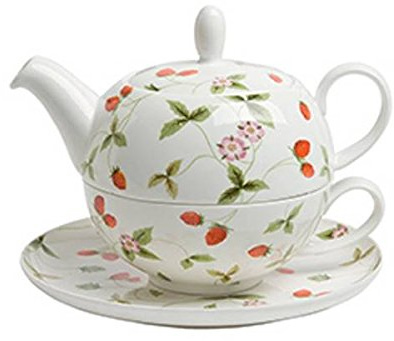 Tea for one Set Mirella Erdbeeren Teekanne + Tasse 0,25 + 0,5L weiß rot TeaLogic