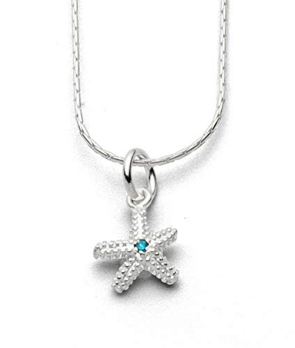 DUR Schmuck Kette Seestern/Zirk. blau - Silber 925/- 42cm (K2219)