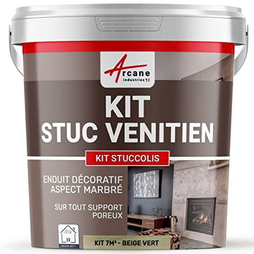 Set Stuckfarbe, STUCCOLIS Putz mit Mörtel und Farbstoff Beige Grün - kit bis zu 7 m²