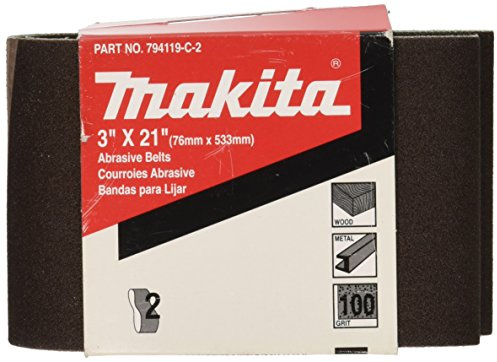 Makita 742306-7 3-Inch x 21-Inch Abrasive Sanding Belt, 40Grit (10/Pk)