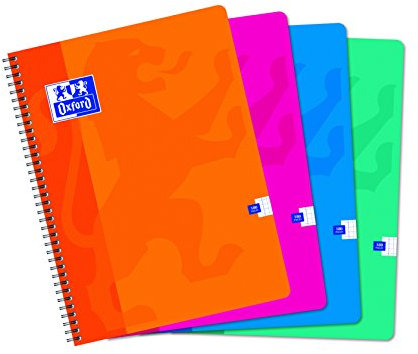 Oxford Office - Classique - 100103050 - Cahier reliure spirale avec petits carreaux - 24 x 32 cm - 180 pages - Assortis - Lot de 10