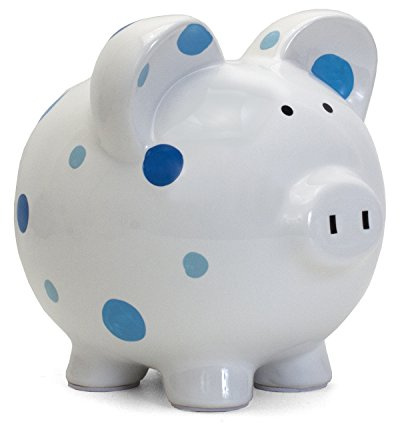 Child to Cherish Ceramic Polka Dot Piggy Bank for Boys, Blue