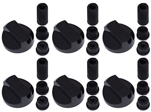 Ufixt 6 x Fits Menegetti, MFI, Moffat, Morphy Richards, Nardi and New World Universal Cooker/Oven/Grill Control Knob And Adaptors Black