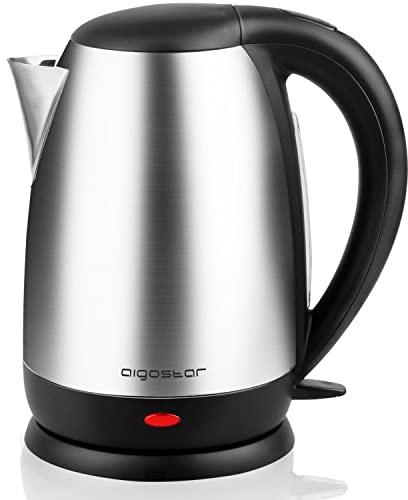 Aigostar Bollitore Elettrico Doppia Parete in Acciaio Inossidabile, Bollitore Acqua Elettrico 1,7 Litri, 2200W, Indicatore Livello Dell'Acqua, Spegnimento Automatico, Senza BPA, Nero