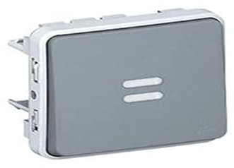 Interrupteur ou va-et-vient lumineux PLEXO composable IP55 10AX 250V - gris
