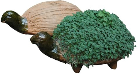 Tumia LAC Kresse Schildkröte Figur, Handgefertigt, Keramik Pflanz-Set mit Samen zum Kresse selber züchten, Anzuchtset Ideal als Geschenkidee
