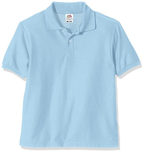 Fruit of the Loom Unisex Kids 65/35 Short Sleeve Polo Shirt, New Sky, 10-11 Years (Manufacturer Size:32)