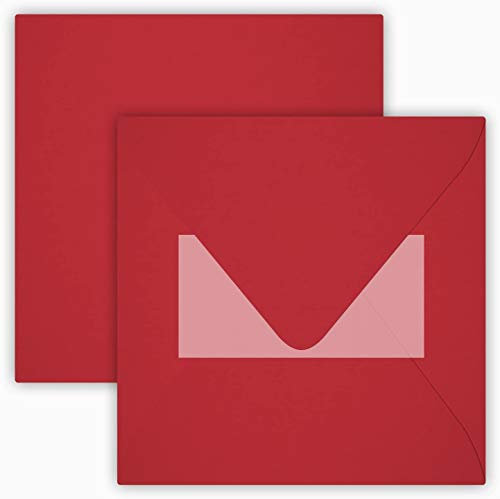 25 Quadratische Briefumschläge Farbe: Rosen Rot 15 x 15 cm 150 x 150 mm Selbstklebende mit Dreiecklasche Weltweit Einmalig ohne zu befeuchten der Umschläge