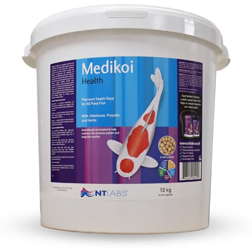 NT Labs Medikoi Health Pond Fish Food Adult 6mm Floating Pellets (10kg) | Premium spring and summer fish pellets contain natural propolis and herbal extracts to support excellent body condition.