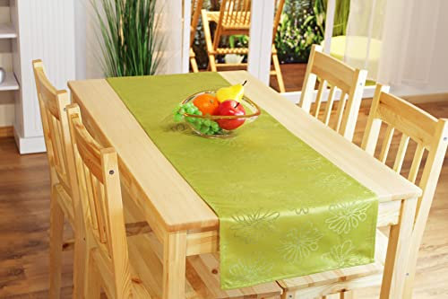 KAMACA Tischläufer 40x140 cm Blüten Meer in lindgrün grün Lotus Effekt fleckabweisend wasserabweisend – abwaschbare Tischdecke Frühling Sommer Outdoor hochwertige Tischwäsche mit Fleckschutz