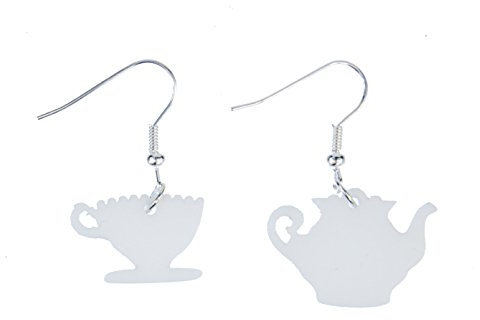 Coffeepot Cup Earrings Miniblings Coffee Pot Cup Mug Tea Service Teapot White