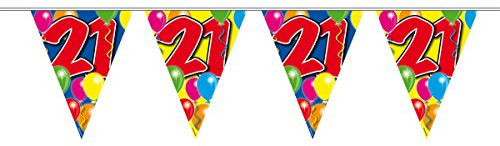 Girlande 21. Geburtstag Jubiläum Wimpelkette, 10 m