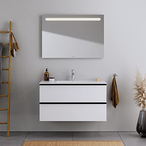 DURAVIT Badmöbel-Set DuraPoint 100cm hängend mit Einbauwaschbecken in Weiß matt Waschbecken mit Waschtischunterschrank mit 2 Schubladen, vormontiert