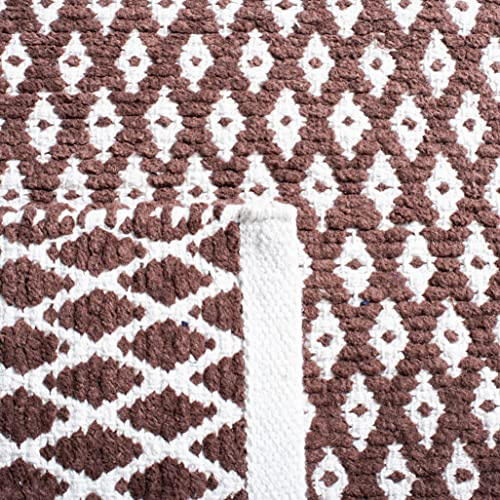 SAFAVIEH Boston Collection Area Rug - 4' Square, Brown, Handmade Flat Weave Cotton, Ideal for High Traffic Areas in Living Room, Bedroom (BOS685A)