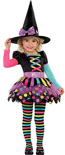 amscan - Kinderkostüm Hexe mit Kleid und Hexenhut, für Halloween, Fasching und Karneval, 2-3 Jahre