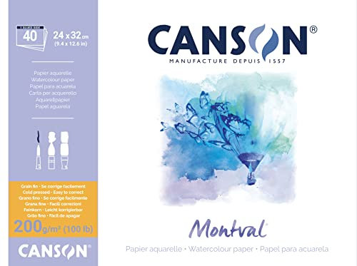 Canson 200807358 Montval Aquarellpapier, 24 x 32 cm, naturweiß