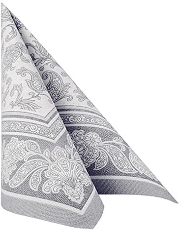 20 Servietten ROYAL Collection 1/4-Falz 40 x 40 cm grau Ornaments