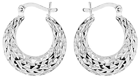 Tuscany Silver Damen Sterling Silber 19mm x 21mm facettiert Kreol Ohrringe 8.51.1009