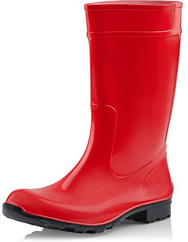 Ladeheid Stivali Pioggia Donna 100% Impermeabili Gomma Robusto e Confortevole Stivali Alti da Donna Scarpe Femminile LA-967 (Rosso/Nero 36 EU)