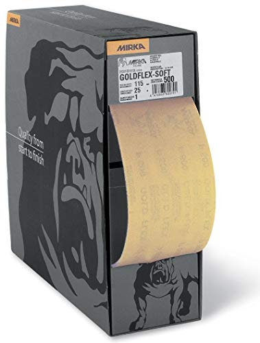 Mirka 2912707018 Goldflex Soft Sanding Sheet - 115 x 125mm Grip - P180 Grit - Grain: Aluminium Oxide - Bonding: Resin Over Resin - Backing: A-latex paper, PE foam - Gold - Pack contains 200 pieces
