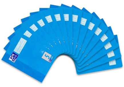 Oxford Schulheft A5, 16 Blatt, Lineatur 5, kariert, 15 Stück