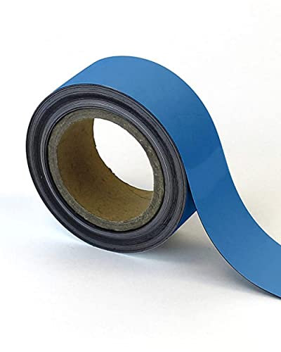 Magnetic Steel Easy-Wipe Tape, Thin & Flexible, Cut to Fit Strip, Magnetic, High Visible Identification. Suitable For All Non-Magnetic Surfaces (Blue 50mm x 10m)
