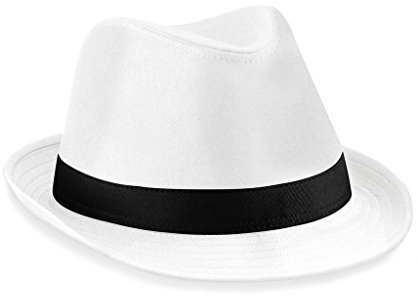 Beechfield Fedora Hut L - XL ,Weiß/Schwarz