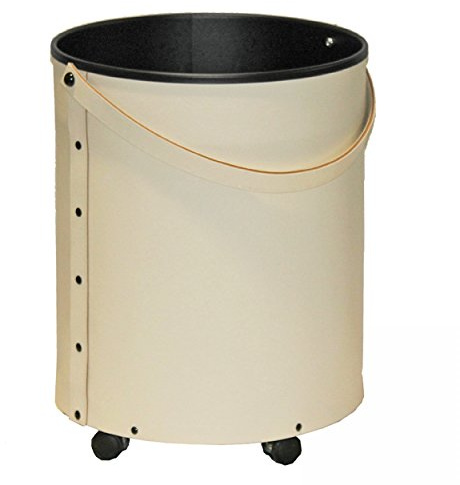 Kamin Holzkorb regeneriertes Leder beige mit Rollen 40x50 cm