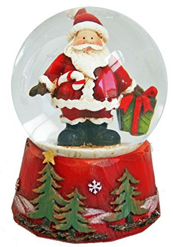 Weihnachts-Schneekugel Weihnachtsmann - Weihnachtsschneekugel auf rotem Sockel
