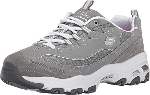 Skechers Women's D'lites Me Time Trainers, Gray Trubuck Mesh White Trim, 2 UK