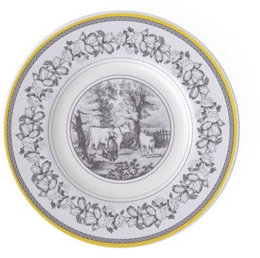 Villeroy & Boch Audun Ferme Plato para pan, 16 cm, Porcelana Premium, Blanco/Gris/Amarillo