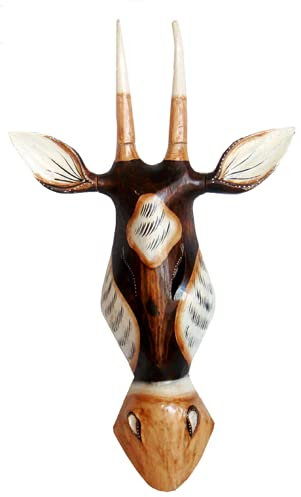 Woru Maske Antilope, Holz-Maske aus Bali, Wandmaske (50 cm)