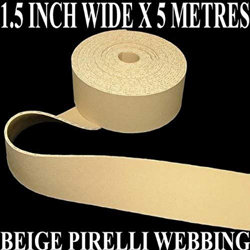 Pandoras Upholstery 1.5 Wide 5 Metres of Beige Rubber Pirelli Upholstery Settee Chair Webbing