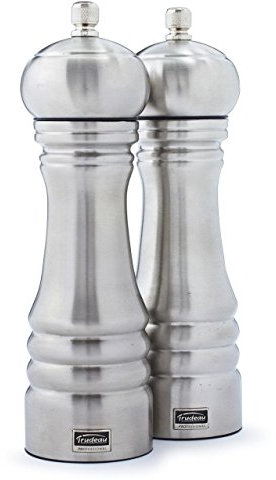 Trudeau Professional Stainless Steel 8 inch Pepper Mill/Salt Mill Set by Trudeau
