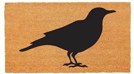 Evergreen Flag Black Raven Welcome Mat | 28 x 16 | Halloween Crow Welcome Mat | Non-Slip Rubber Backing | Dirt Catching Natural Fibers | Indoor and Outdoor Home Décor